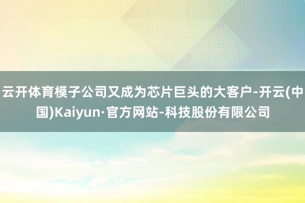 云开体育模子公司又成为芯片巨头的大客户-开云(中国)Kaiyun·官方网站-科技股份有限公司